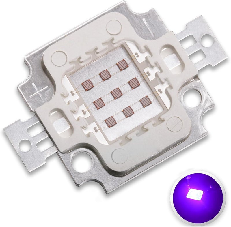 LEDGUHON 10W COB Module High Power LED Chip 365nm UV Multifunctional Blacklight Super Bright Lighting Emitter for DIY Lighting Fixtures(1050mA/ultraviolet 365nm-370nm/10Watt/ DC 10V-11V) - Image 1
